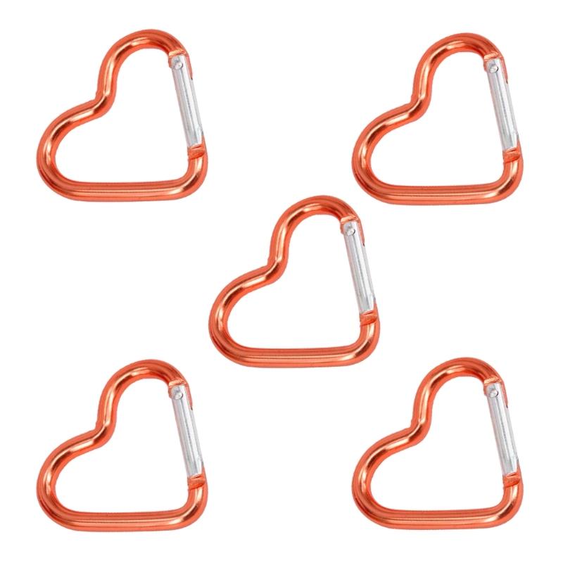 5Pcs Heart Shape Spring Snap Clip Aluminum Alloys KeyRings Hangings Buckles Carabiner Keychains Bag Clip Hook Connectors оранжевый