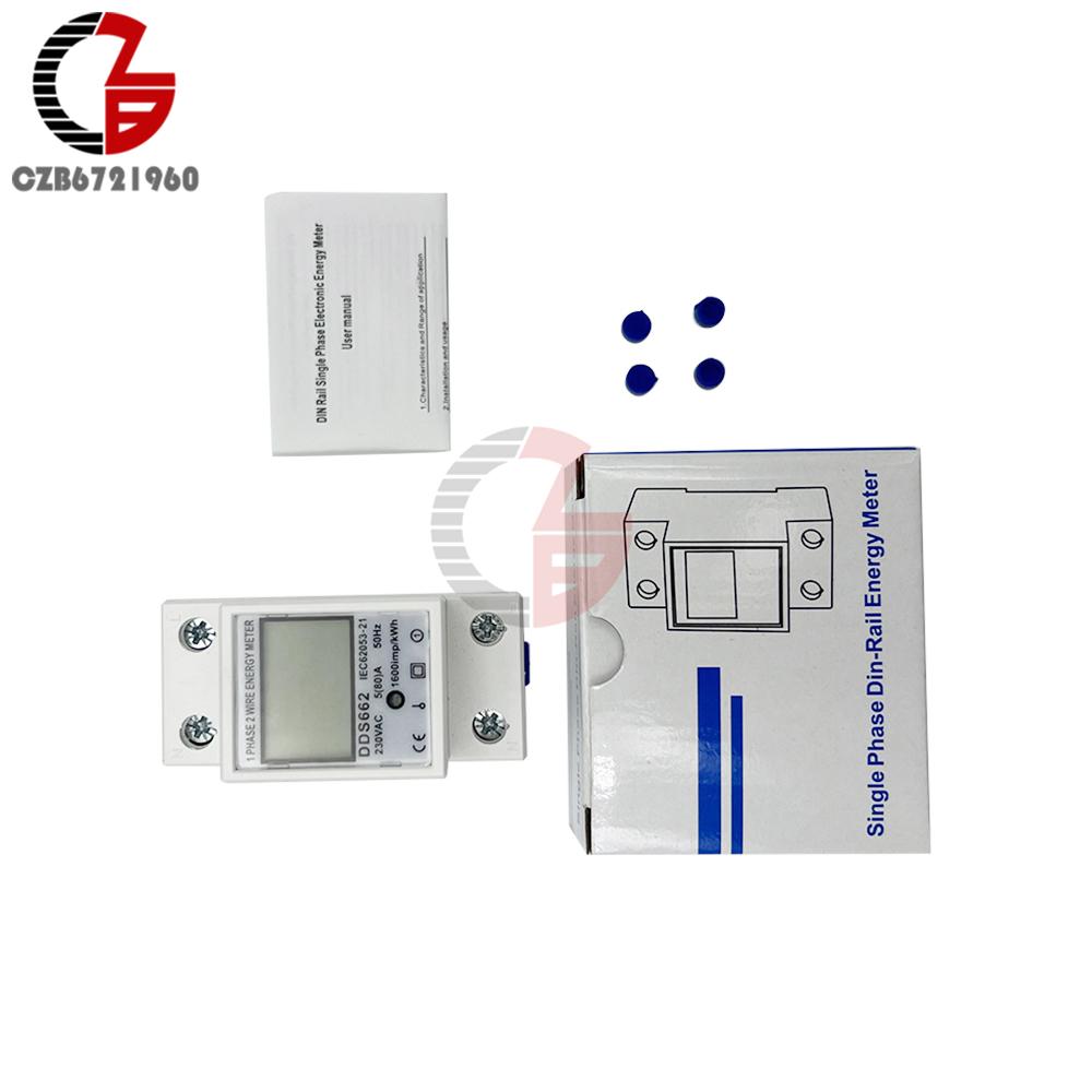 Single Phase Two Wire LCD Digital Display Wattmeter Power Consumption Energy Electric Meter KWh AC 230V 50Hz Electric Din Rail