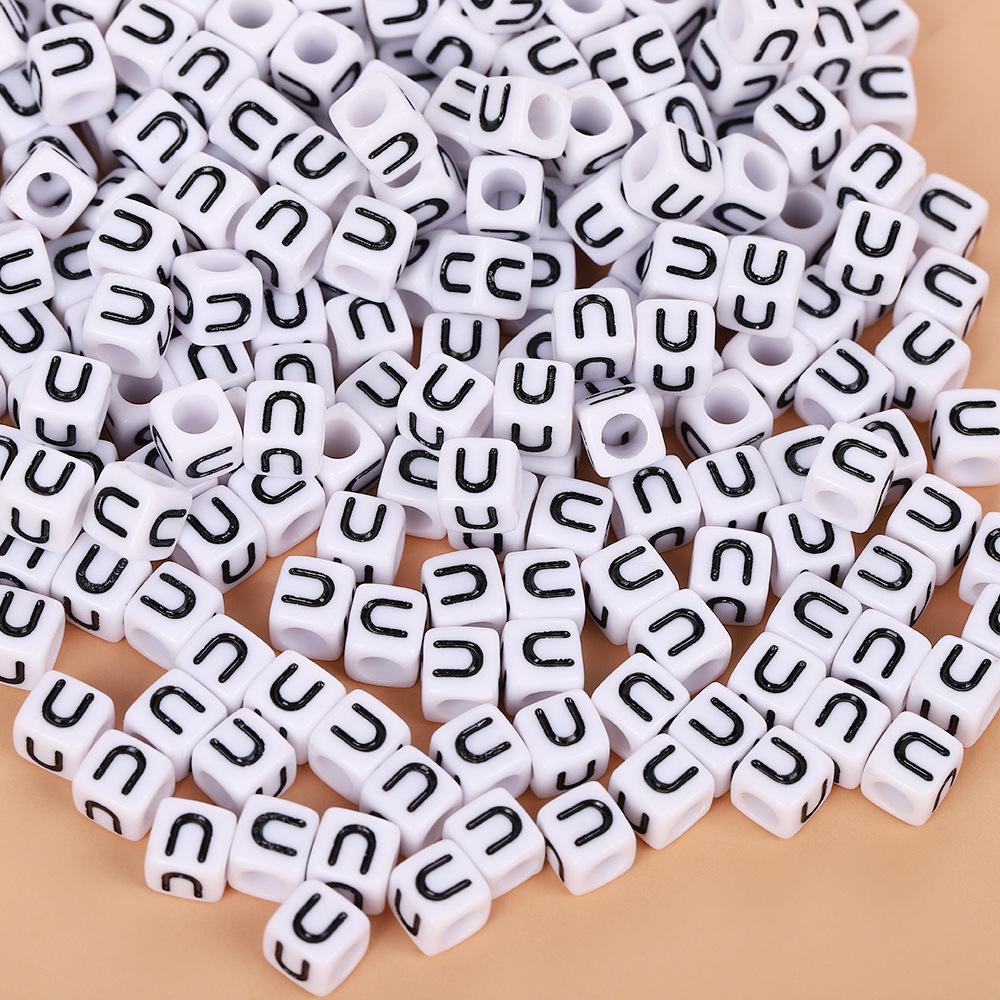 Square Acrylic A-Z English Letter Beads (6mm/7mm/8mm/10mm) for Jewelry Making