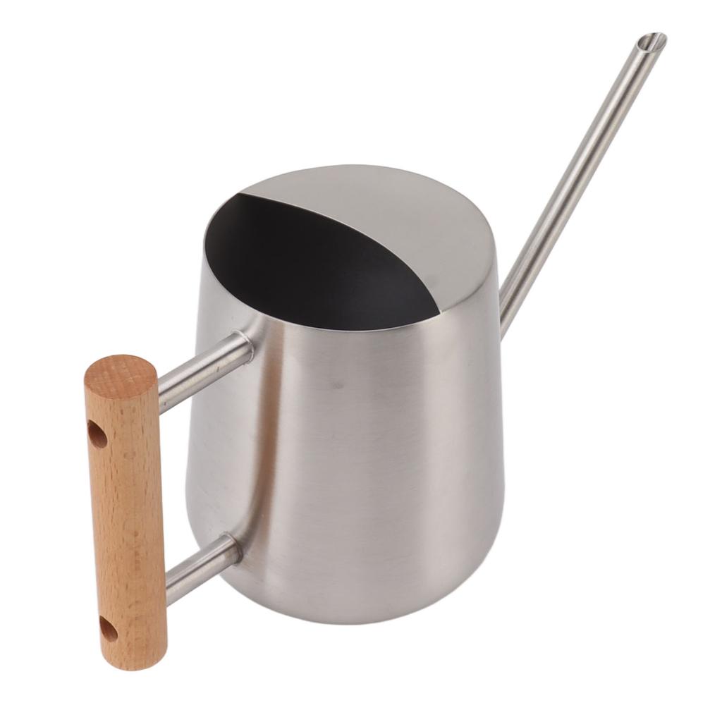 Watering Can 900ml Stainless Steel Long Spout Wooden Handle Elegant Flower Watering Pot for Garden