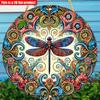 2D flat 20*20cm1pc Vibrant bright-coloured Dragonflies&Heart shape Flowers patterns Round Signage, Colorful Wall Art Decor for Bar Cafe Club Yard Home