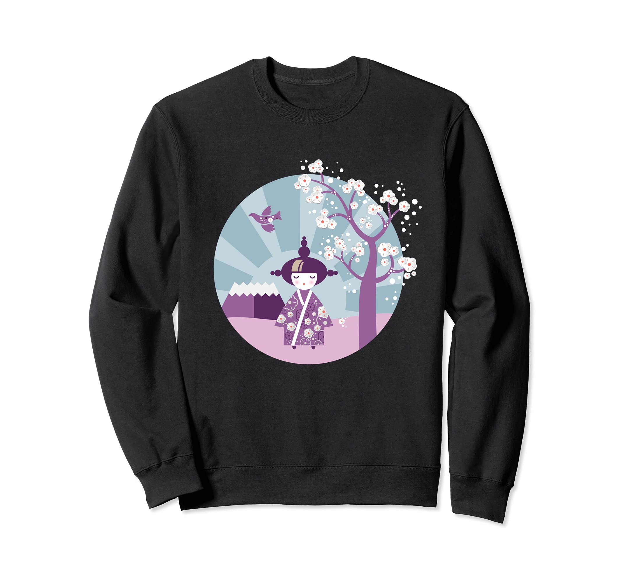 

Kokeshi Japanese Doll Pastel Purple Sweatshirt - чорний
