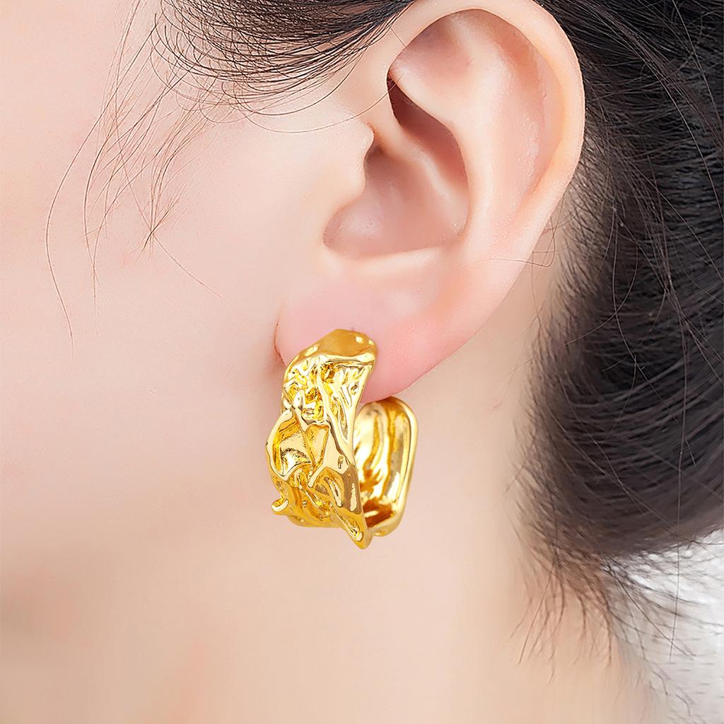 Nidin New Trendy Copper Waterdrop Shape Stud Earrings For Women Female Anniversary Party Irregular Geometric Fashion Ear Jewelry