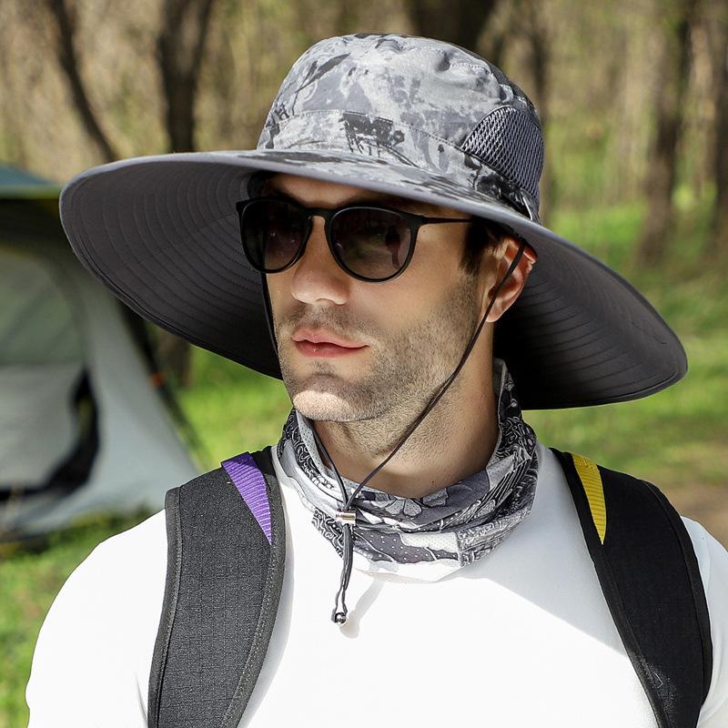Men's Solar-Powered UV Protection Waterproof Fisherman Hat for Summer Outdoor Activities