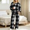 Women's Casual Plush Pajama Set, Cozy Sleepwear for Home Relaxation