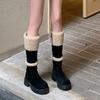 Europäische Damenstiefel Herbst und Winter neue Stiefel lange Stiefel Plüsch dicksohlige flauschige Stiefel aber kniehohe Ritterstiefel
