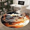 1pc Anime Cat Round Carpet Office Chair Mat, Non Slip Rug for Home Decor, Gaming Room Flooring, Gift