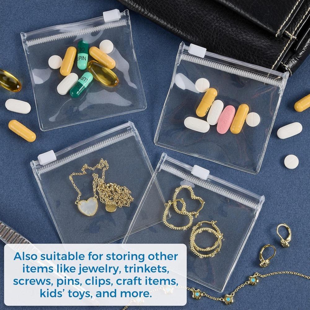 20pcs/set New Reusable Storage Bag with Zipper Plastic Medicine Bags Self-Sealing Portable Self-sealing Bag Storage Containers