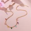 Female Crystal Rainbow Zircon Stone Pendant Necklace Vintage Yellow Gold Color Wedding Jewelry For Women