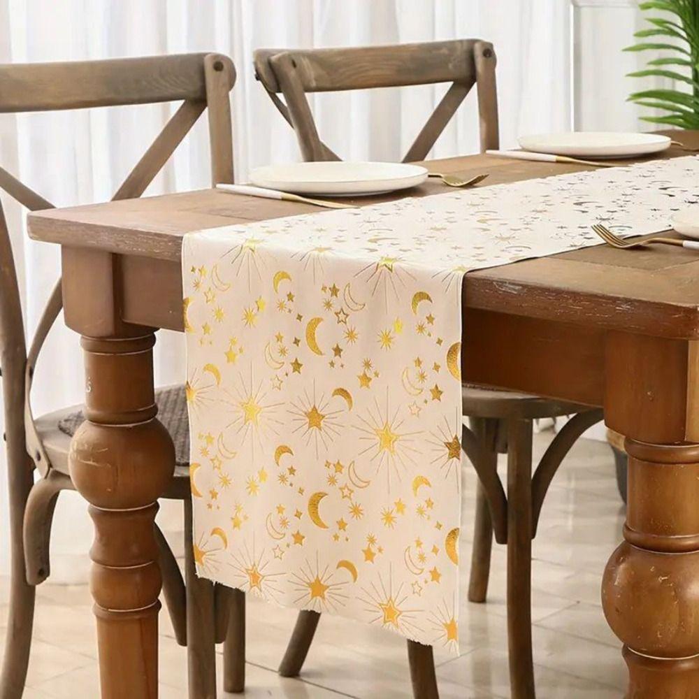 Moon Stars Pattern Eid Mubarak Tablecloth Table Cover Eid Al-Fitr Table Runner  Holiday Party
