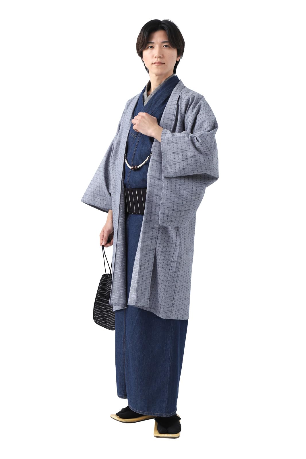 

Haori for Made in Stylish Large Size Dobby Gray [ROCCA] Kurume-ori Men, Japan, Kimono, Washable, M, Minsa-style