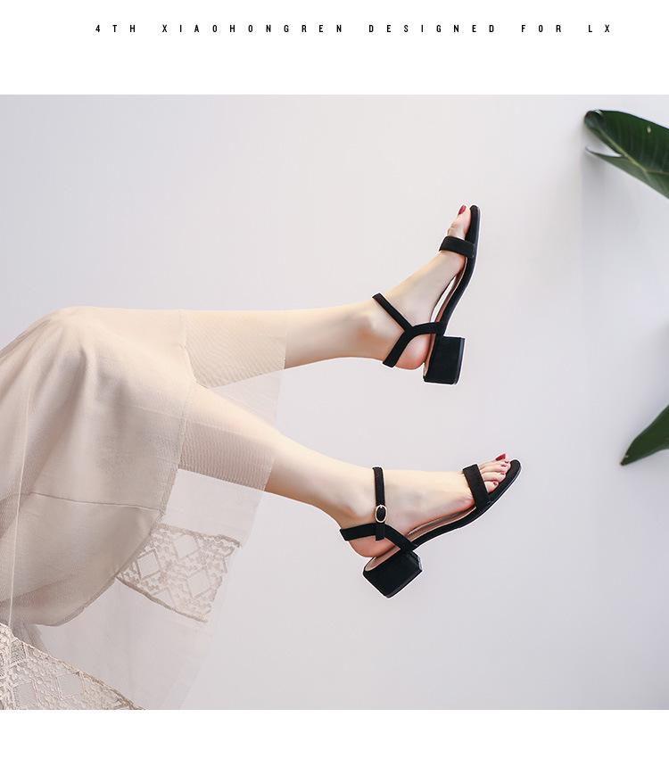 Women's Summer 2026 Mid-Heel Chunky Sandals with Single Strap – Perfect for Pairing with Skirts