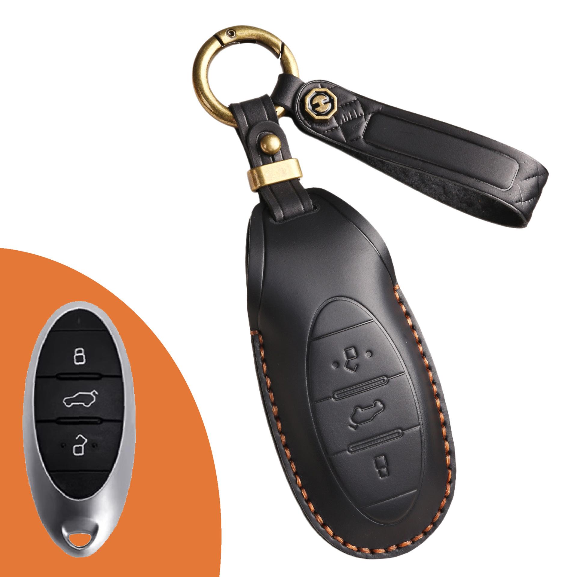 

Чехол для ключа автомобиля подходит для FAW Pentium, это чисто ручной работы кожаный чехол для ключа автомобиля. чёрный