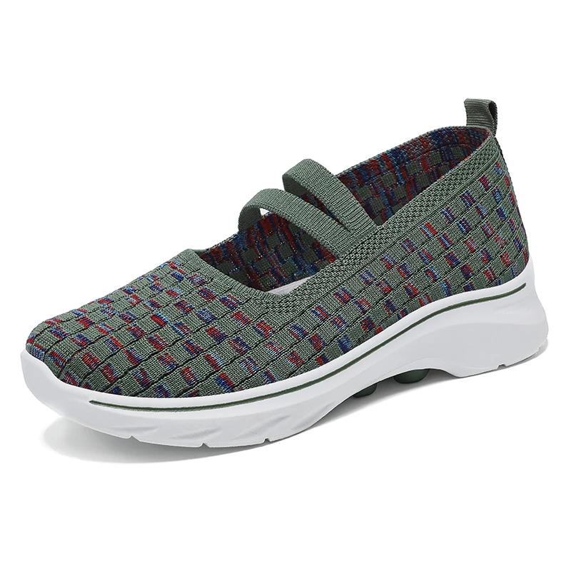 

Модная женская обувь больших размеров на плоской подошве 2025 Модная плетеная обувь с эластичной лентой Женская удобная обувь на плоской подошве Женские повседневные лоферы Zapatos De Mujer 36 зелёный