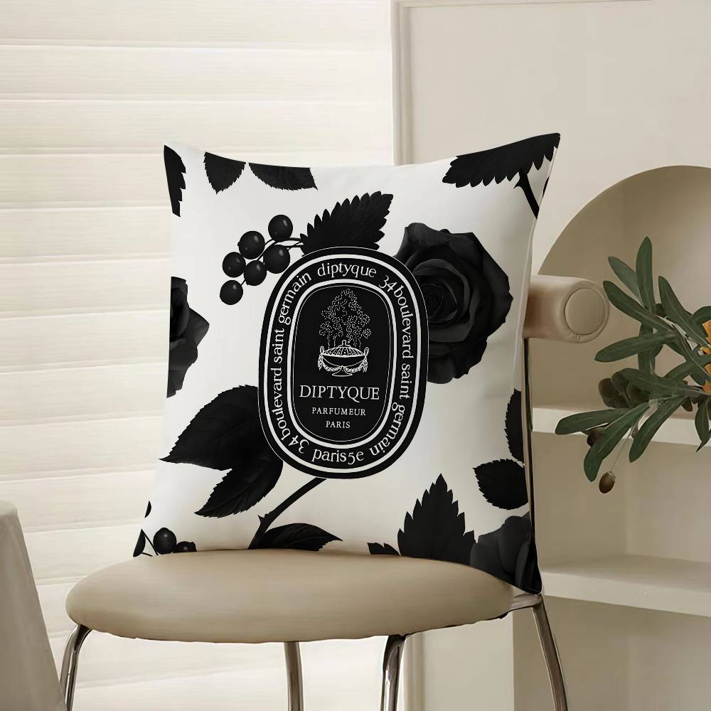 Light Iuxury Natural D-Diptyques Pillow Case Comfort Sofa Bed Silky Elegant Invisible Zipper Decorative Cushion Cover