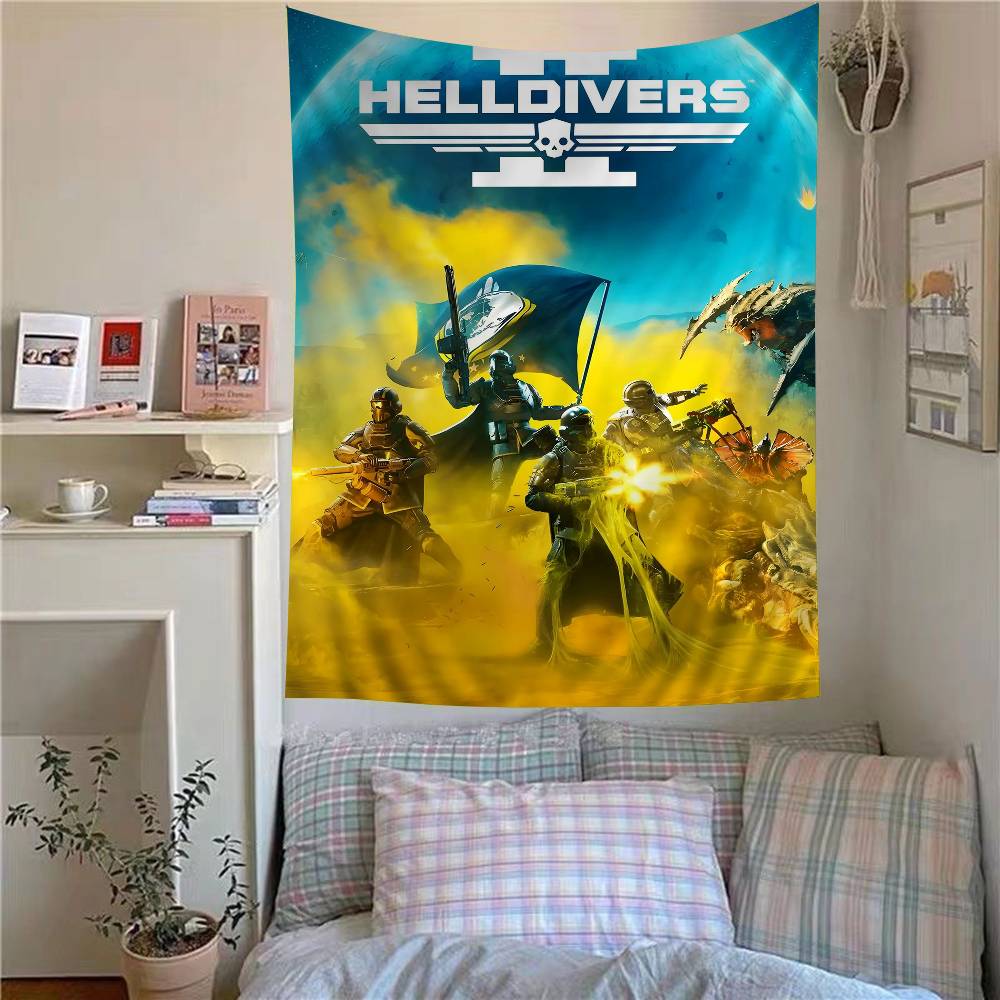 Hra Helldiver 2 Závěsná bohémská tapisérie Bohémské nástěnné tapisérie Mandala Kawaii Dekorace pokoje