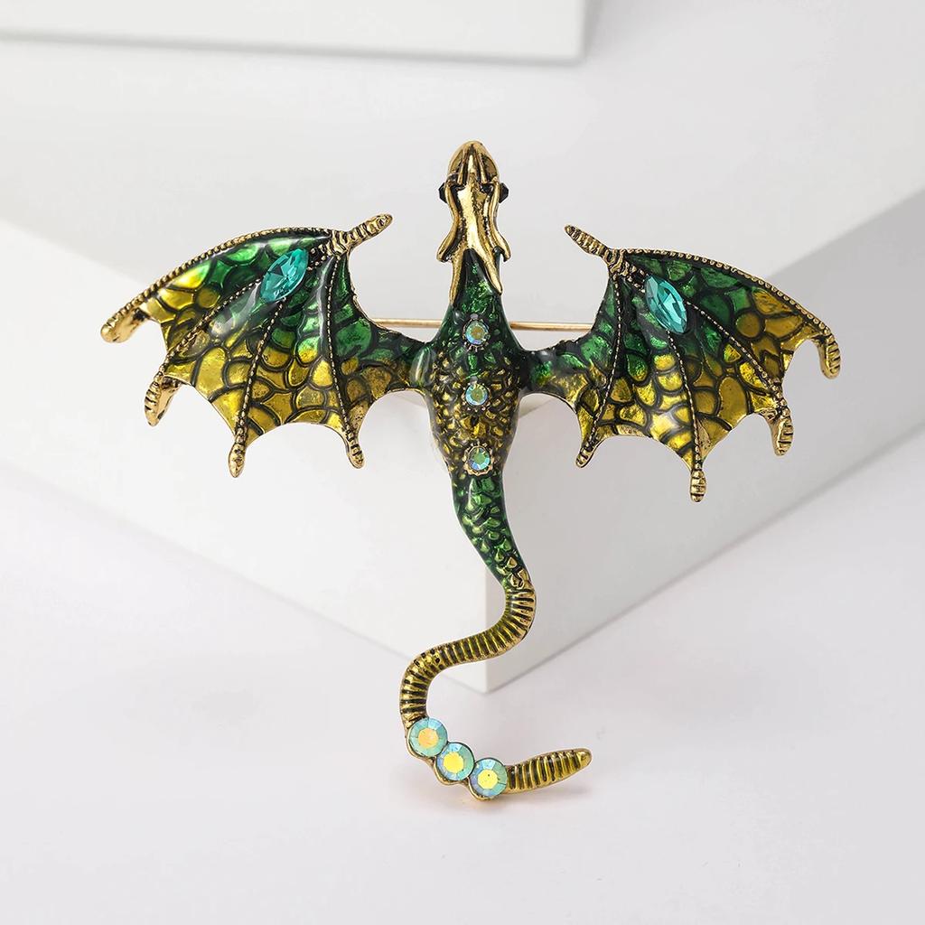 Enamel Flying Dragon Brooches for Men Dragons Pins 8-color Available Office Party Friend Gifts Accessories