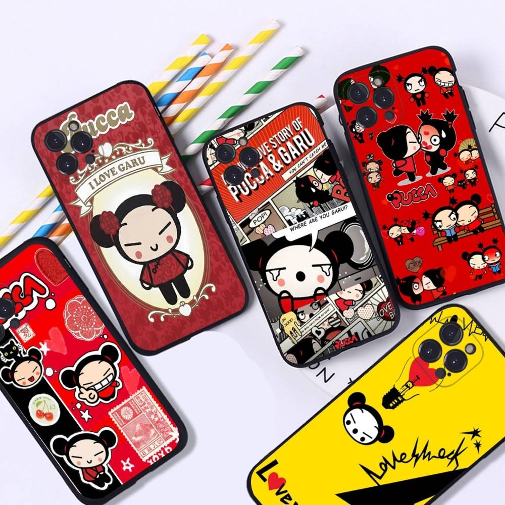 Popular Animation P-Pucca For IPhone 17 16 15 14 13 12 11 Pro Max 13 17Air Shockproof Soft Phone Cases Coque