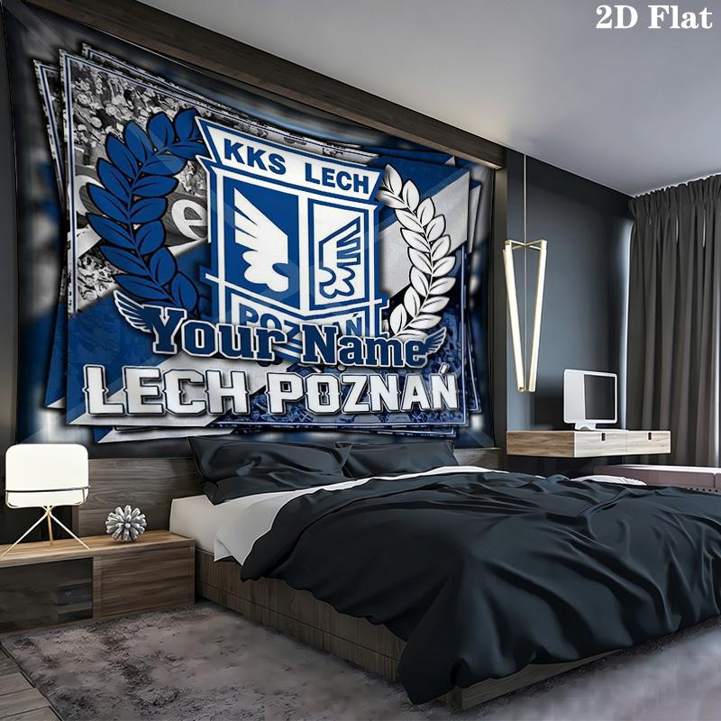 Lech Poznan Wapen Custom Naam Wandkleed Esthetische Muurhanger Bedrukte Stof Deken Decoratieve Wandkleden Voor Slaapkamer Woonkamer Huisdecoratie