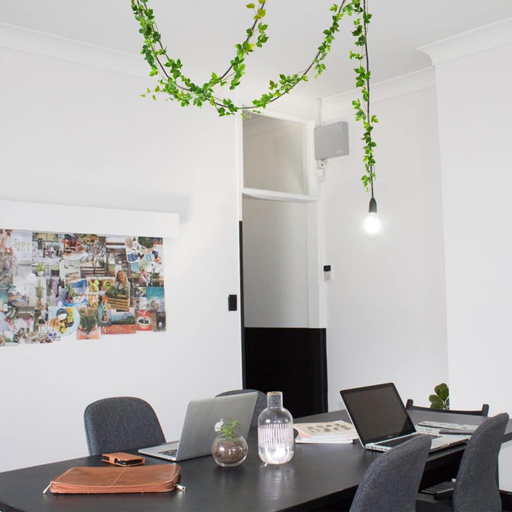 Fake Green Ivy Artificial Houseplant Natural Feel Waterproof Iron Wire Included High Durability Artificial Leaf Foliage Artificial Wisteria Twig Vine