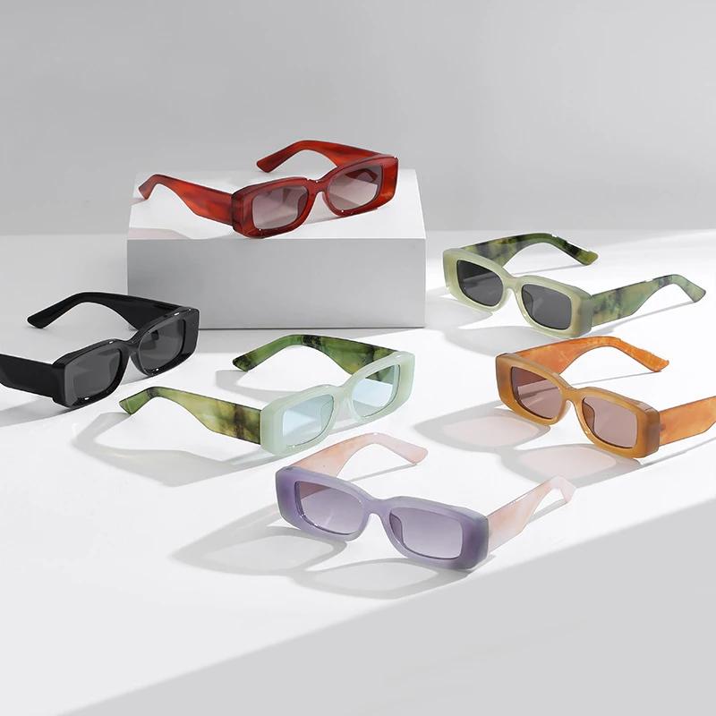 JNPCX Fashion Rectangle Jelly Color Women Sunglasses Retro Men Gradient Shades UV400 Sun Glasses