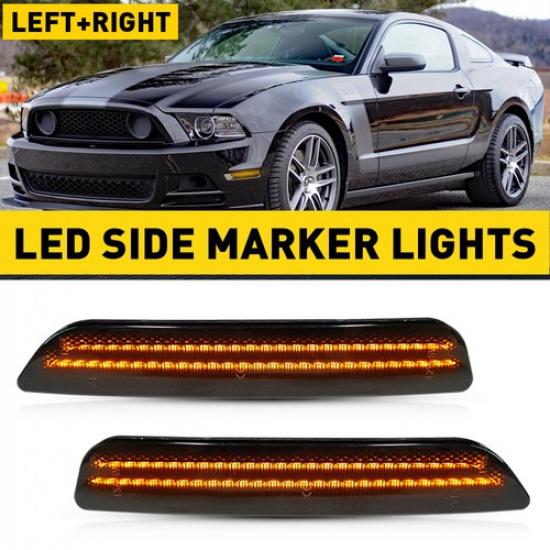White 2/4X Red LED & Front Side Marker Rear Lights For 2010-2014 Ford Mustang GT