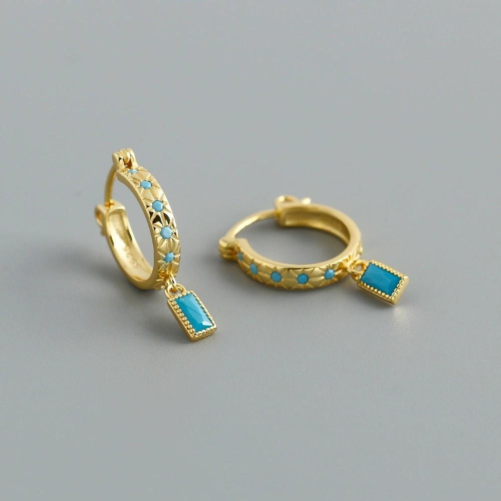 Fashion Jewelry Gold Plated 925 Sterling Silver Geometric Drop Hoop Earrings for Women Wedding Birthday Mother's Day Gift