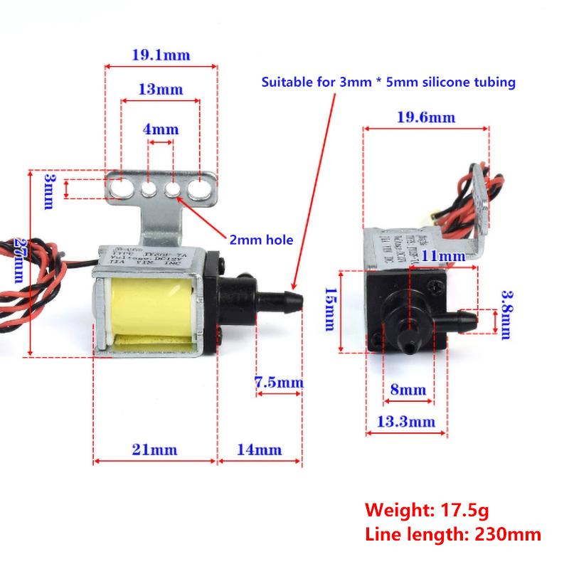 DC 12V 2-Way Normally Open Mini Air Water Valve Micro Electric Solenoid Valve Air Gas Water Flow Control Valve DIY Sweeper Robot
