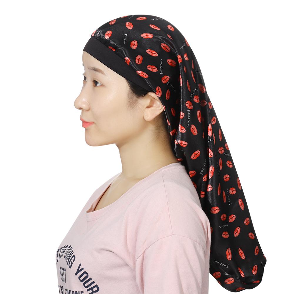 Fashion Hair Care Bonnet Long Satin Hair Band Nightcap Curly Cap Sleep Hats Chemo Cap