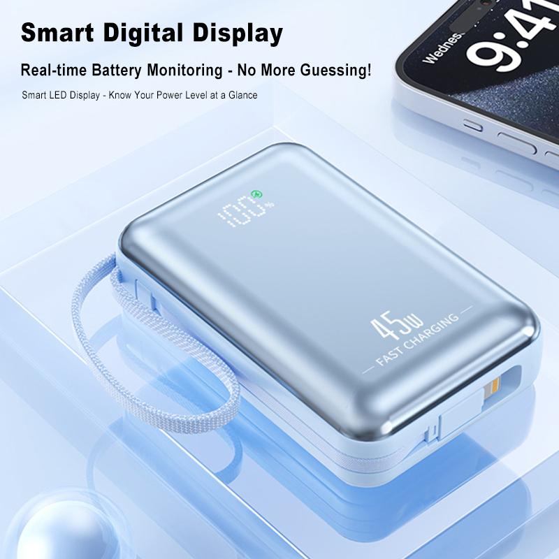 For Laptop 20000mAh 45W Power Bank Portable 10000mAh USB C Cable Fast Charging Mobile External Battery For iPhone Samsung Xiaomi