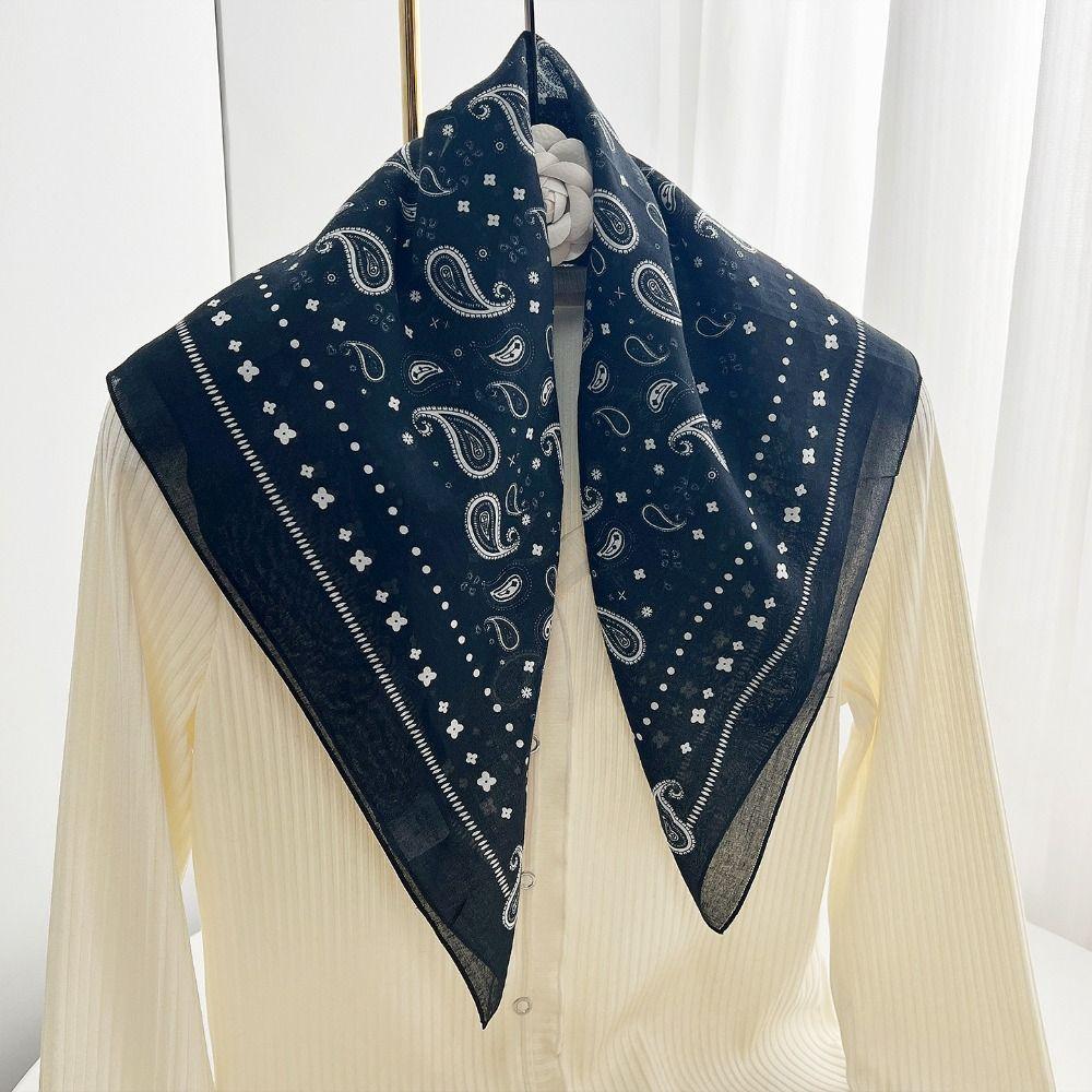 Thin Cashew Nut Print Silk Scarf Korean Square Handkerchief Simple Cotton Square Scarf  Women