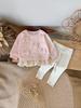 Korean Style Spring/Autumn Bow Knitwear Two-Piece Set for Infants and Toddlers - Stylish Children's Wear 2026 Collection