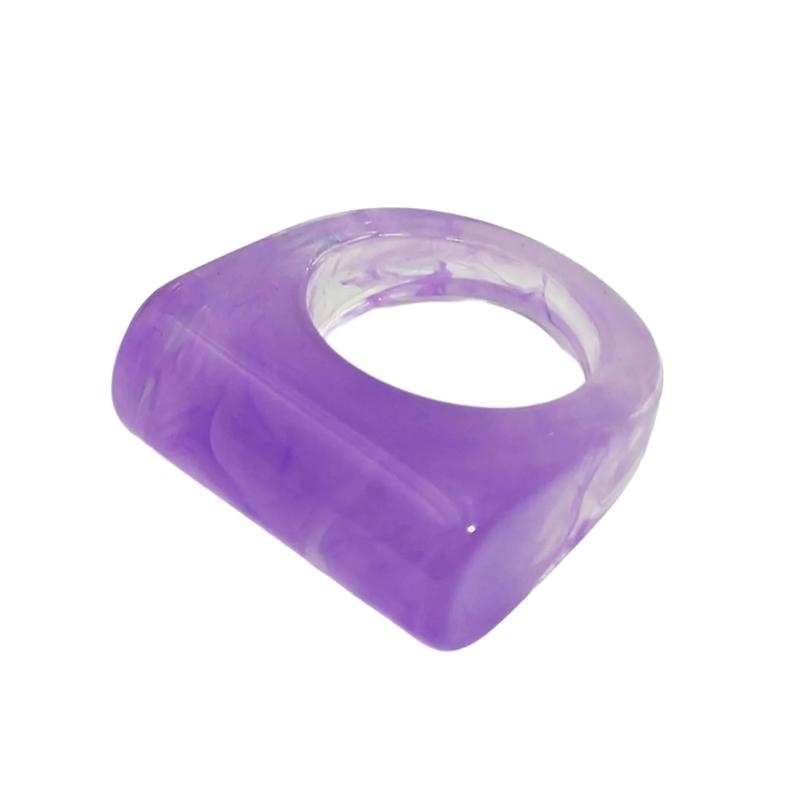 

Модные геометрические кольца из смолы Трендовый аксессуар для женщин и мужчин С добавлением нескольких цветов фиолетовый