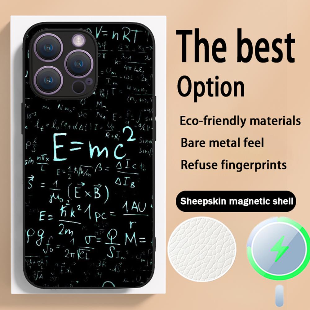 Cool formula equation cool pattern Phone Case For iPhone 16 15 14 13 12 11 Plus Pro Max High-end Luxury Magsafe Sheepskin