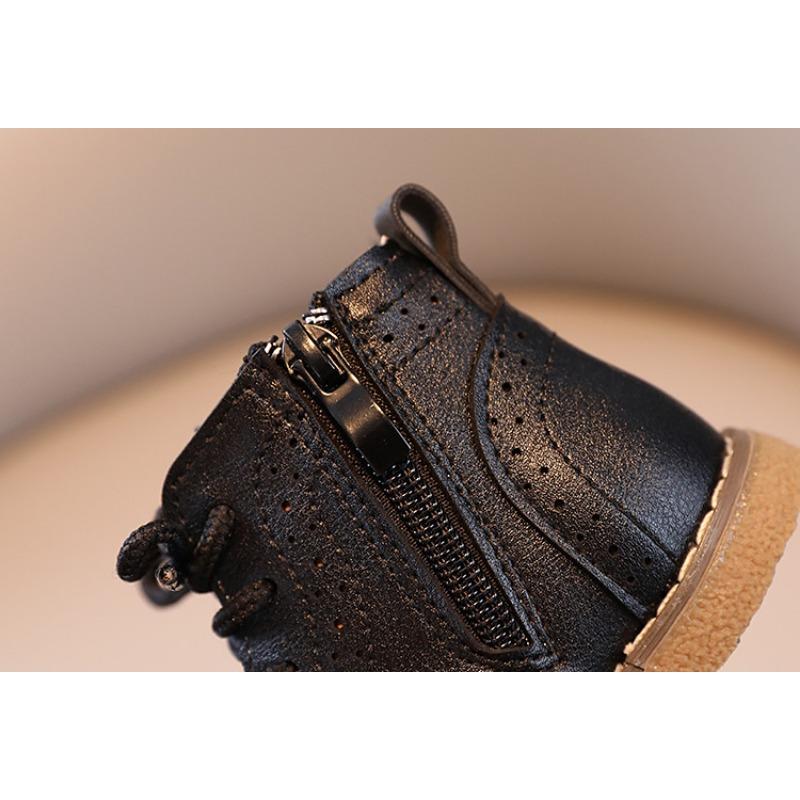 Britiško stiliaus vaikiški retro odiniai batai aukštu aulu, korėjietiško stiliaus mergaičių vieni batai, rudens nauji berniukų odiniai batai