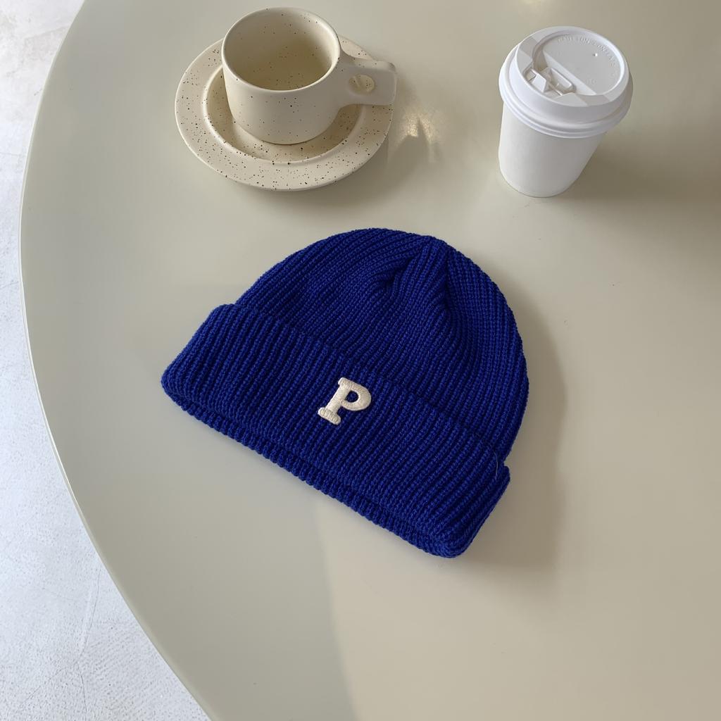 All-match Letter Knitted Wool Hat for Women Korean Style Autumn and Winter Warm Fashion Bag Head Hat