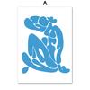 Toile d'art mural avec ligne Matisse Picasso bleue, feuilles de fleurs, peinture, affiches et imprimés nordiques, images murales pour décor de salon