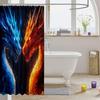 Bathroom Shower Curtain Sets 3D Gragon Painting Lshower Curtain,Magcial Wildlife Animals Fabric Shower Curtain Blue And Red