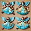 Vintage Style Angel Ornaments Set - 4Pcs Decorative Hanging Angel Figurines for Christmas Tree,Home Wall & Holiday Decor