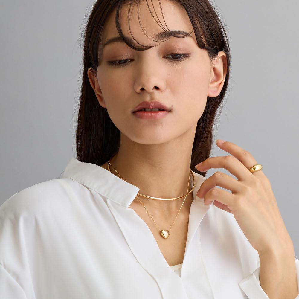 [MELODY] [Melody Accessories] Necklace, Made In Japan, K18GP Metal Heart Pendant Jewelry, Mirror Ball (Gold Color)