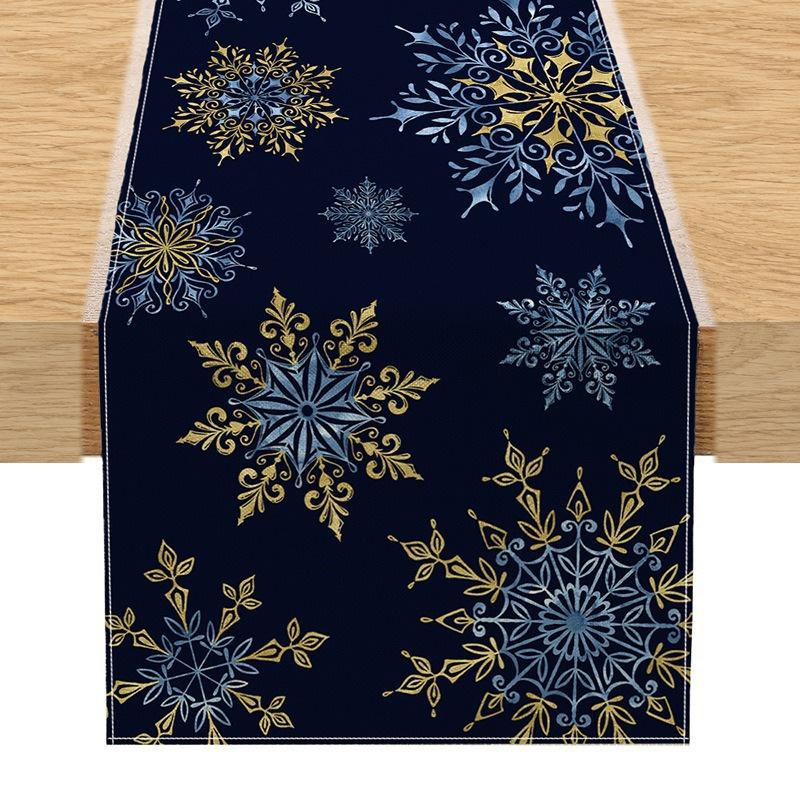 Christmas Table Runner New Style Bells Snowflakes Snowman Santa Claus Printed Tablecloth