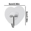 10pcs Heart Shape Transparent Hooks Non Punching Plastic Love Hangers Holder Self Adhesive Key Towel Multi-Purpose Hooks
