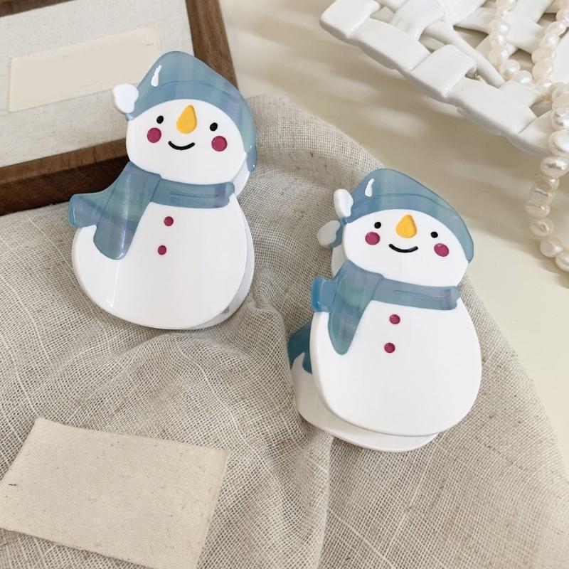 Cute Snowman Hair Clip Acetate Practical White Fashion Accessory Casual Hairpieces Hair Decoration for Women and Girls