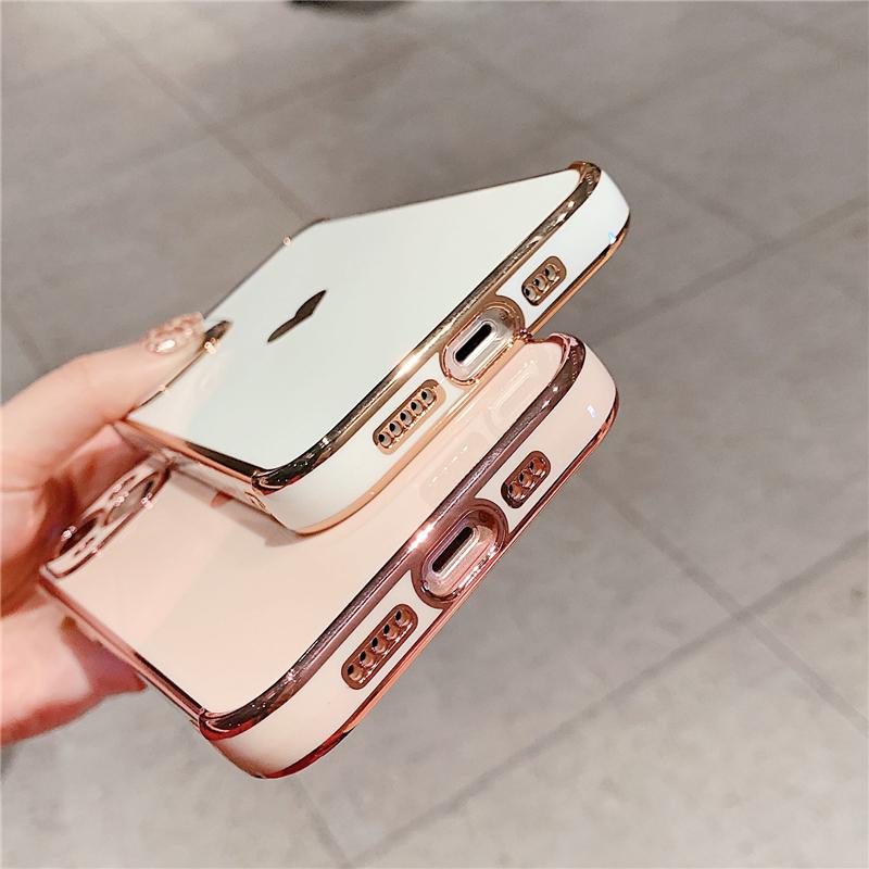 Love Heart Plating Frame Case For iPhone 13 12Mini 11 Pro Max SE2 SE3 Cute Soft Silicone Protective On 7 8 Plus XS XR Back Cover