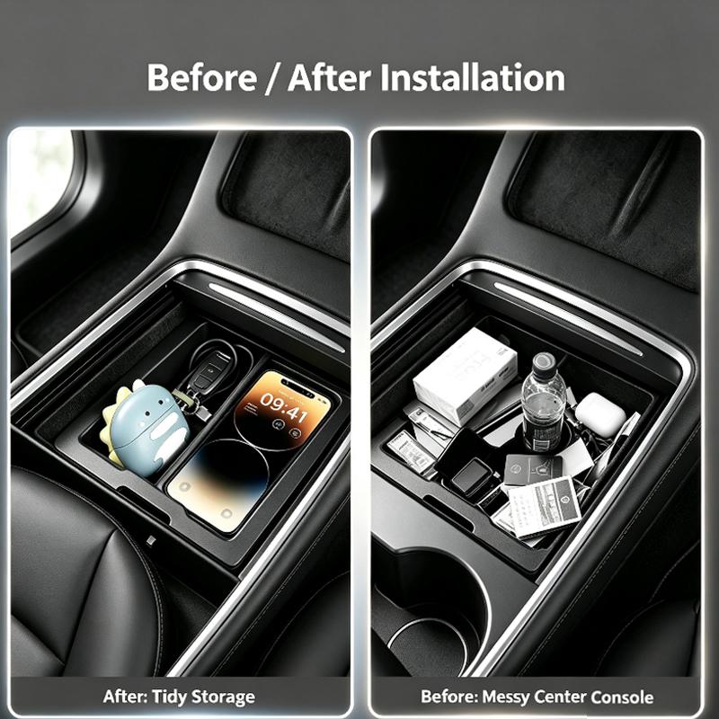 For Tesla Model 3 Highland 2024-2026 Model Y Juniper 2025 2026 1PC Storage Box Center Armrest Organizer Car Interior Accessories