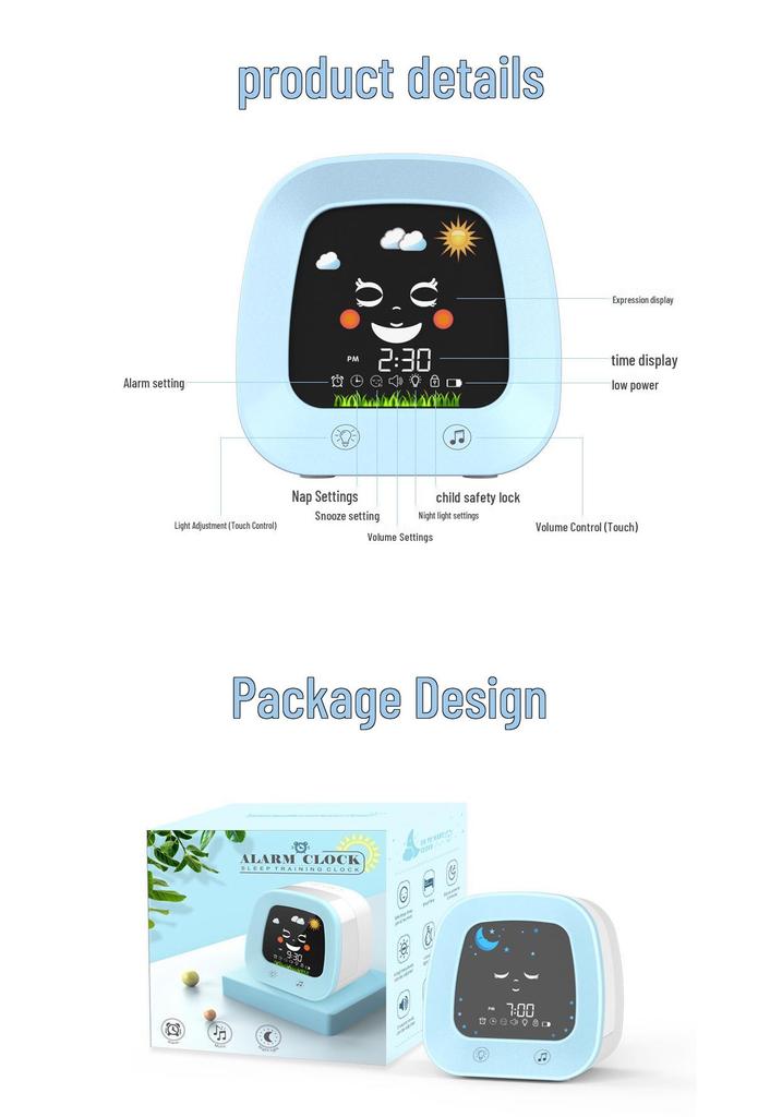 Children's Cartoon Digital Alarm Clock with Music, Silent Snooze, and Night Light