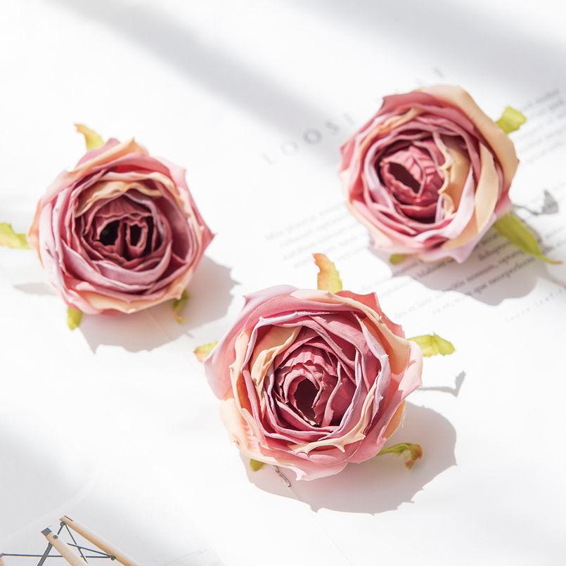 Große gerollte Kanten Rosenkopf Handgemacht DIY Künstliche Rosen Blumen Schößchen Hochzeitsblume Künstliche Requisiten Dekoration Kunstblumen