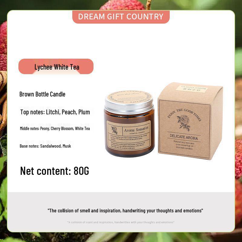 Brown Glass Bottle Scented Candle - Creative Retro Souvenir, Smokeless, High-End Romantic Fragrance with Essential Oils