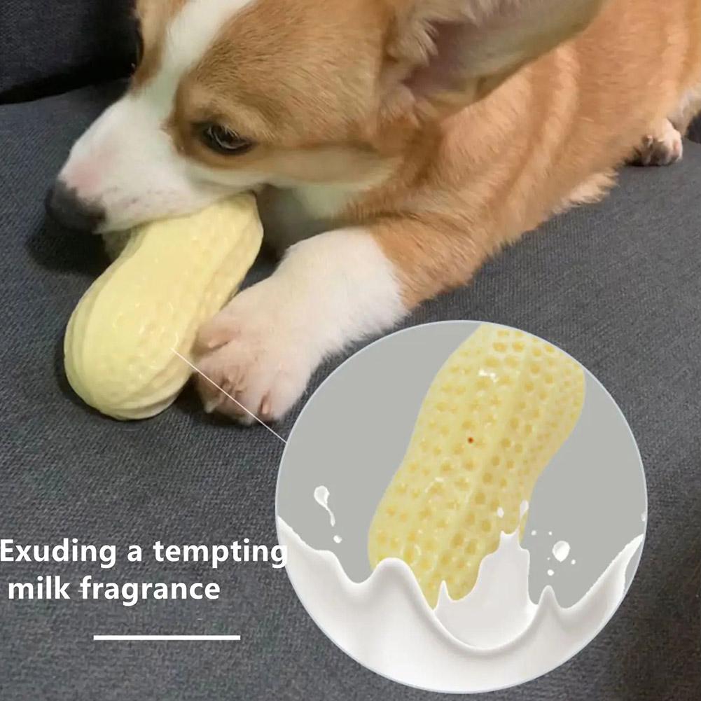 Squeaky Dog Toys Interactive, Peanut Shape Dog Toys Teeth-Cleaning Squeak Dog Chew Toy, Durable for Medium Dogs, Large & Small Breeds - Puppy Teething