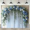 2D Flat Blue Hydrangea & Rose Backdrop for Bridal Shower Decor
